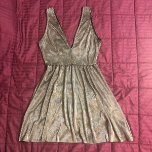 ❄️Silver Deep V Neck Party Dress